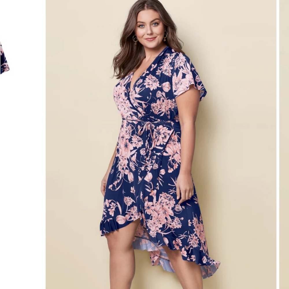 Venus- Floral Print Wrap Dress, SZ LG